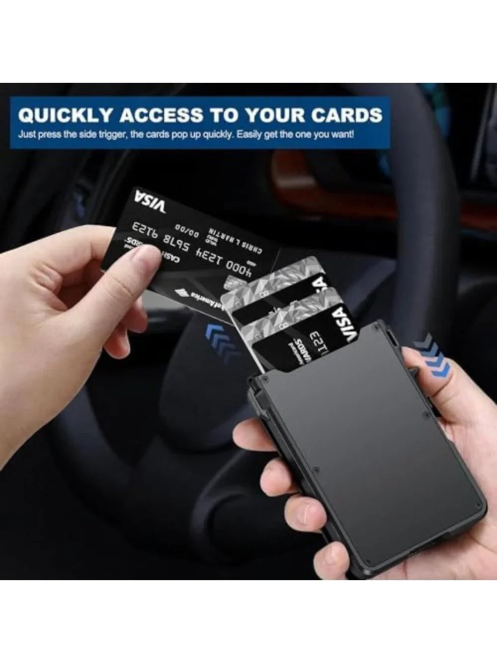 Slim Minimalist Wallet for Men, RFID Protected, Holds 9-13 Cards, Compact Design